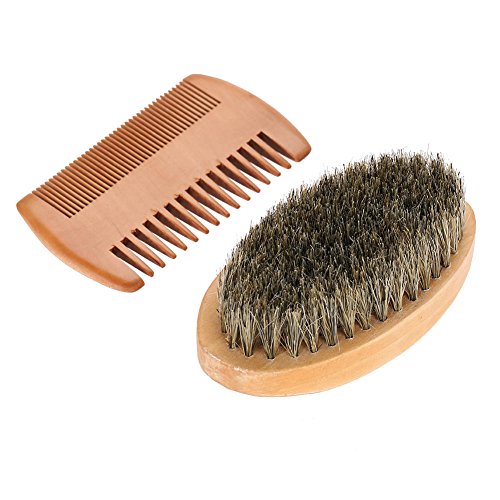 Cepillos de afeitar, Cepillo ovalado para bigote de barba para hombres + Peine Kit de aseo para limpieza de afeitado facial