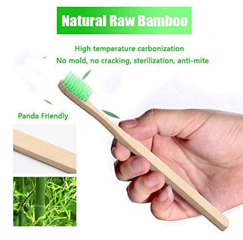 Cepillos de dientes de bambú orgánico Paquete de 5 - Cepillo de madera ecológico y libre de BPA biodegradable Reciclable Natural Medio Cerdas carbón suave para adultos, niños, hogar, viajes o regalos