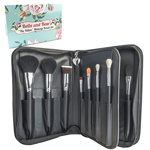 Cepillos de Mauillaje Profesionales de Bella and Bear.Un conjunto Cepillos de Maquillaje de 15 piezas Profesional de Calidad con Un Estuche Deluxe para Proteger tus Cepillos. Cepillo Lynx Kabuki incluído.