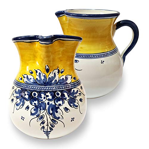 CERÁMICA GÓNFER Jarra de cerámica artesanal 17 cm (1,35 litros) diseño RENACIMIENTO. Alfereria. Fabricado y pintado a mano. Cerámica de Puente del Arzobispo. Handmade. Made in Spain