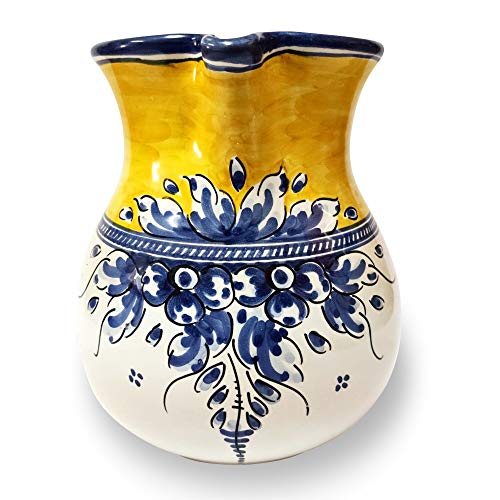 CERÁMICA GÓNFER Jarra de cerámica artesanal 17 cm (1,35 litros) diseño RENACIMIENTO. Alfereria. Fabricado y pintado a mano. Cerámica de Puente del Arzobispo. Handmade. Made in Spain