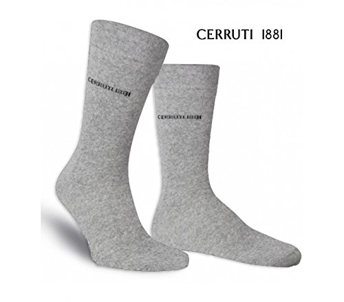 CERRUTI 1881 Pack 3 pares calcetines largos para hombres de algodón costura fina - Gris, 43-46
