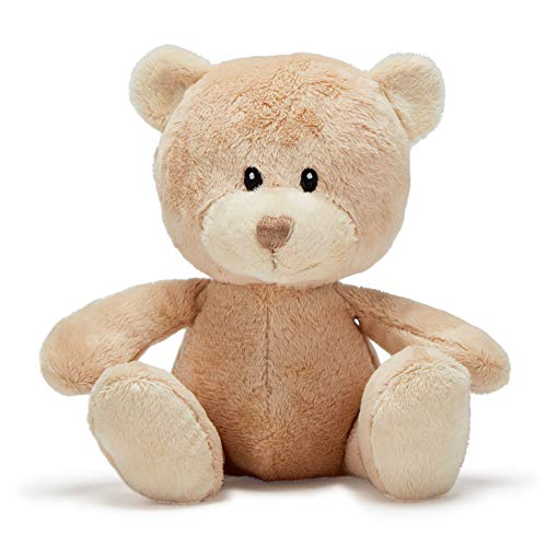 Cesta de bebé neutral, con envoltura de forro polar, toalla con capucha, ropa de bebé, 2 paños de muselina y lindo oso de peluche marrón