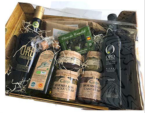 Cesta Regalo Gourmet King Size - El mejor Aceite de Oliva Virgen Extra, Chocolates, Mousse, Paté artesanal, Mermeladas y Cata horizontal Premium