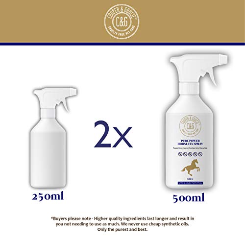 C&G Pets | Pure Power Horses Spray 500 ml | Fórmula resistente al sudor libre de crueldad ingredientes naturales | larga duración piel y protección del cabello ayuda contra picazón natural suaviza