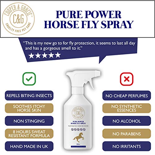 C&G Pets | Pure Power Horses Spray 500 ml | Fórmula resistente al sudor libre de crueldad ingredientes naturales | larga duración piel y protección del cabello ayuda contra picazón natural suaviza