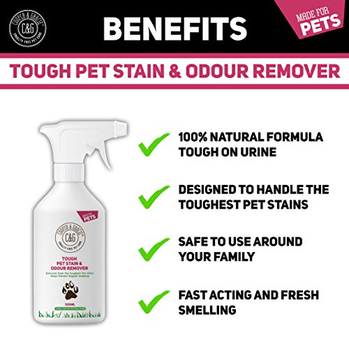 C&G Pets | Rígida para eliminar manchas y olores de mascotas 1 litro | Fórmula a base de plantas alto recuento de bacterias enzimas naturales | Antibacteriano antihongos evita marcas