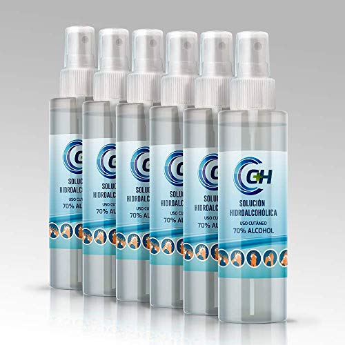 C+H Solución hidroalcohólica de uso cutáneo | 6 unidades de 150ml cada una | Desinfección en spray | Hidroalcohol para manos y otras superficies.