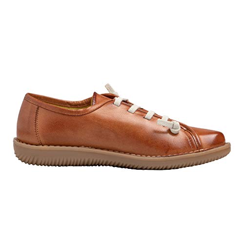 Chacal Shoes - Zapatos Casual de Mujer - máximo Confort - Zapatos Deportivos de Cuero 100% - Cordones elásticos - Fácil Calzado - Color Marrón en Talla 39