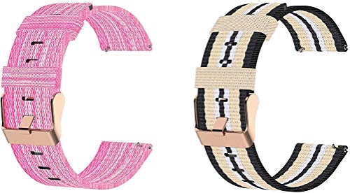 Chainfo Correa de Reloj de NATO Nailon 22mm, Mujer y Hombre, Hebilla de Acero Inoxidable (22mm, 2PCS A)