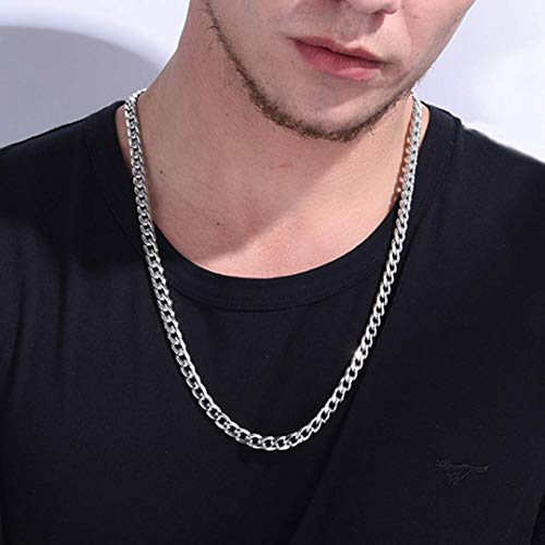 ChainsHouse Cadena Cuello Acero Inoxidable Cadenas para Hombre 5mm Ancho 51cm Largo Gratis Caja de Regalo