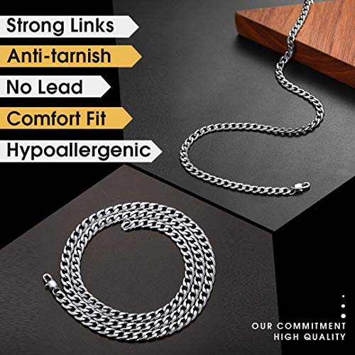 ChainsHouse Cadena Cuello Acero Inoxidable Cadenas para Hombre 5mm Ancho 51cm Largo Gratis Caja de Regalo