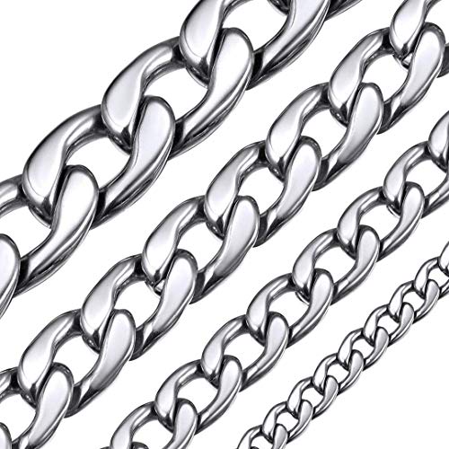 ChainsHouse Cadena Cuello Acero Inoxidable Cadenas para Hombre 5mm Ancho 51cm Largo Gratis Caja de Regalo
