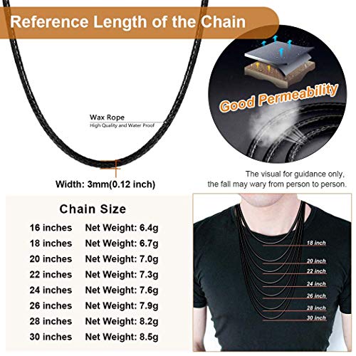 ChainsPro Círculo de Cordones Entretejidos Cuero Negro Corchete Mosquetón Masculino Femenino de Regalo Piel Verdadero Collar Alambre Collar Simple