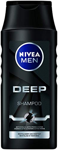 Champú Nivea Men Deep (250 ml) con carbón activo, champú revitalizante para una frescura duradera.