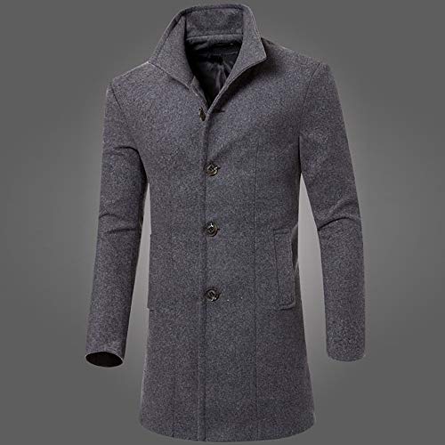 Chaqueta de Hombre de BaZhaHei Chaqueta Cortavientos de Lana Solapa de Lana Abrigo Largo del Camisetas de Hombres cálido Invierno Trinchera Outwear botón Elegante Abrigo de Hombre