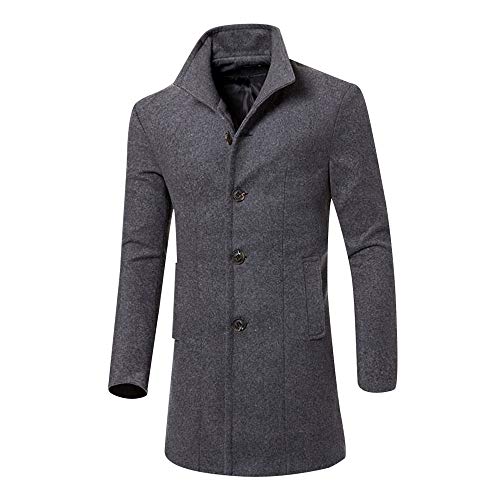 Chaqueta de Hombre de BaZhaHei Chaqueta Cortavientos de Lana Solapa de Lana Abrigo Largo del Camisetas de Hombres cálido Invierno Trinchera Outwear botón Elegante Abrigo de Hombre