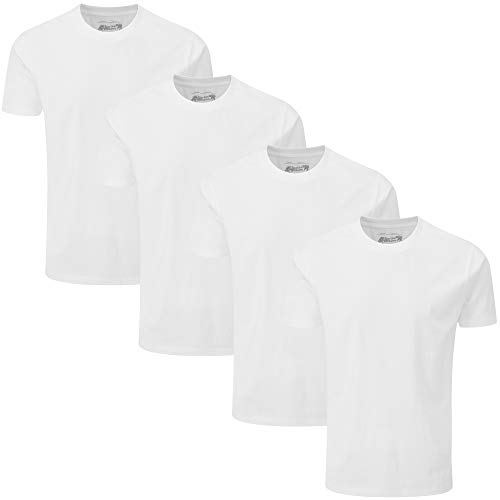 Charles Wilson Paquete 4 Camisetas Cuello Redondo Lisas (X-Large, Blanco)