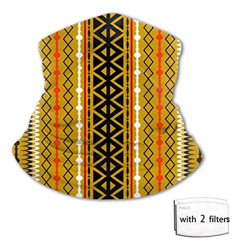 chenguang4422 Polaina para el cuello Bandana Tribal Rayas Vector de patrones sin fisuras Pasamontañas Variedad Toalla de cara Bufanda Cubierta de babero de seda de hielo a prueba de viento con filtro