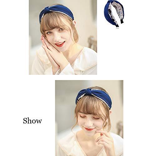 ChenTeShangMao Hairband - Simple Y Purehand De ala Ancha Gasa Medio Nudo Chica Hairband, Lavado De Cara/Maquillaje/For Llevar, Suave/Agradable A La Piel, 2 Colores Moda (Color : Blue)