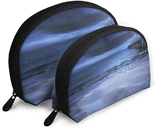 Ches Shell Bolsa portátil con cremallera 2 bolsos, apto para cosméticos de mujer, bolsos/bolsos, accesorios para mujeres, fondo de verano de arena y noche