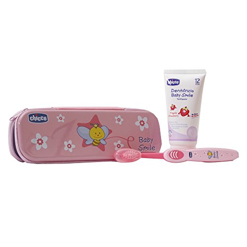 Chicco 023180 - Set de cepillo y pasta de dientes (a partir de 12 meses), color rosa