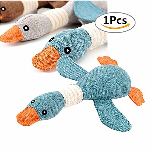 Chickwin 1PC Mordedor con Sonidos para Perro Pato Dientes Limpios Peluche Juguete (Azul)