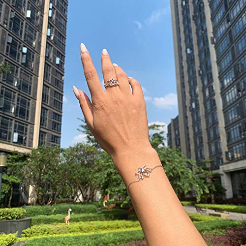 ChicSilver Flor Lotus Yoga Budista Corazón Cadena Ajustable Fina para Muñecas Pulseras Modernas para Mujeres y Muchachas Plata de Ley 925 Oro Blanco