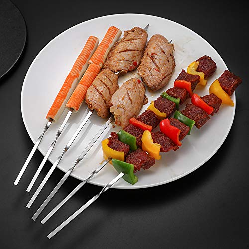 Chingde Brochetas de Barbacoa de Acero Inoxidable, 20 Piezas Brochetas de Barbacoa Kebab Brocheta Kebab Brochetas de brocheta a la Parrilla para Acampar al Aire Libre, Salidas, Herramientas de Cocina