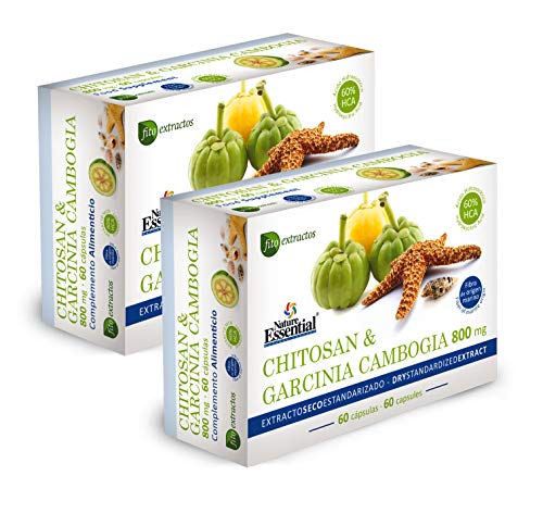 Chitosán + Garcinia 800 mg 60 cápsulas con vitaminas B-1, B-2, B-6 y B-12. (Pack 2 unid.)