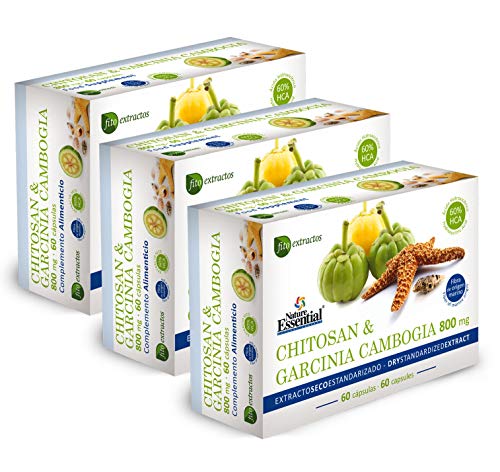 Chitosán + Garcinia 800 mg 60 cápsulas con vitaminas B-1, B-2, B-6 y B-12 (Pack 3 unid.)
