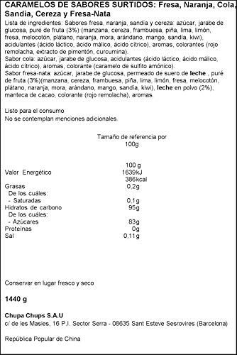 Chupa Chups Original, Caramelo con Palo de Sabores Variados, Rueda de 120 unidades de 12 gr. (Total 1.440 gr.)