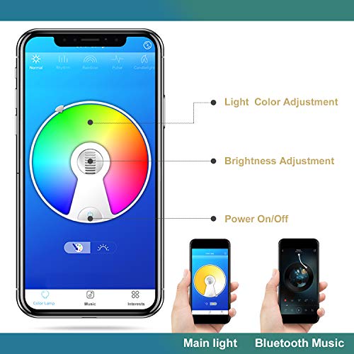 CHYSONGOODS 48W 50cm/19.7Inch redonda Plafón lampara led techo colores brillo iluminación de techo de interior con altavoz bluetooth y mando a distancia para habitación,cocina,sala