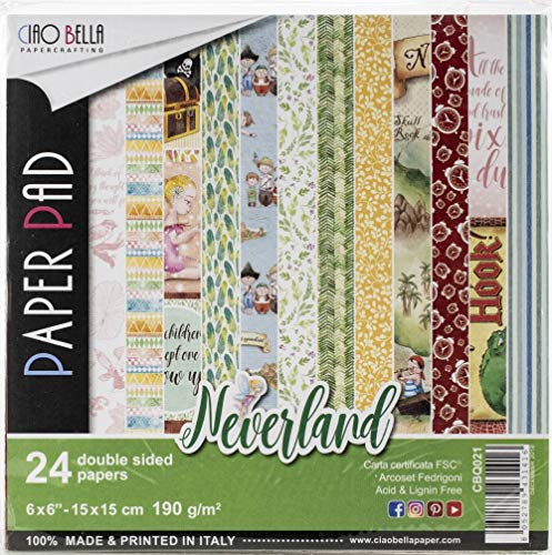 CIAO BELLA PAPER PAP 6X6 24 unidades, Neverland, 12 diseños/2 cada uno, talla única
