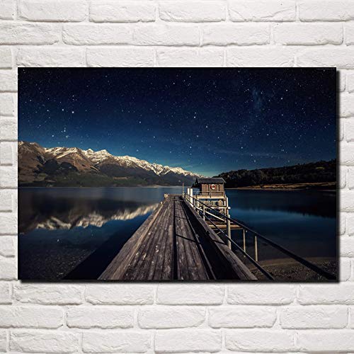 Cielo Nocturno Estrellas montañas Puente Nueva Zelanda 1000 Piezas de Rompecabezas para Adultos Rompecabezas para niños Juguetes educativos de Madera para niños Rompecabezas de Regalo 50x75cm