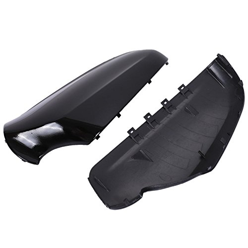 Cikuso Coche ala Espejo Tapa Carcasa 1 par Derecha + Izquierda Lado Negro Brillante para Opel Astra 2004-2008