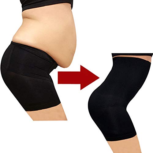 Cintura alta para adelgazar muslos de mujer | Faja moldeadora de cuerpo transpirable moldeadora adelgazante vientre ropa interior posparto control de vientre bragas Negro Negro ( S