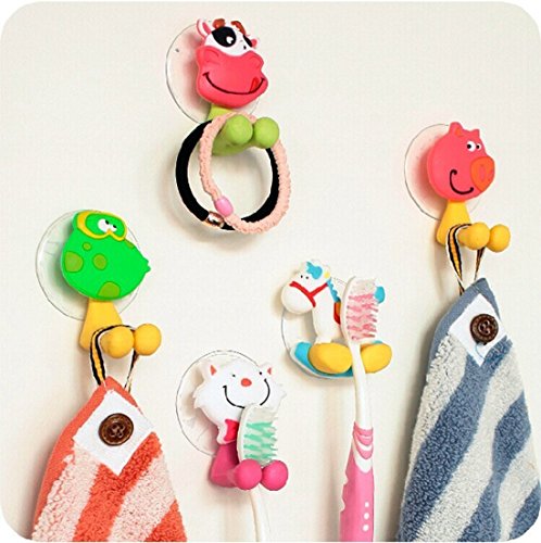 Cisixin 5 Piezas Portacepillos de Diente con Ventosa, Animal Soporte Cepillo de Dientes Accesorio Baño