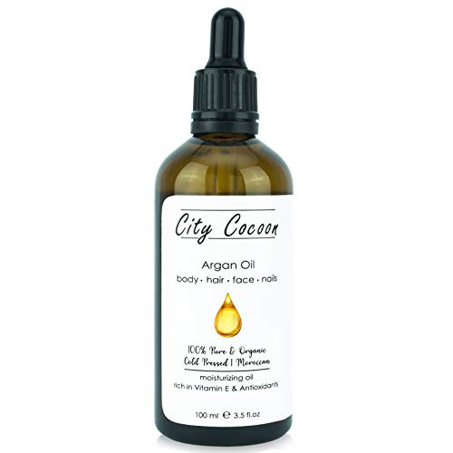 City Cocoon Aceite de Argán Marroquí - 100% Puro y Orgánico - Prensado en Frío, Virgen Extra | Antienvejecimiento, Antioxidante, Vegano | Rostro, Cuerpo, Cabello, Uñas | 100ml