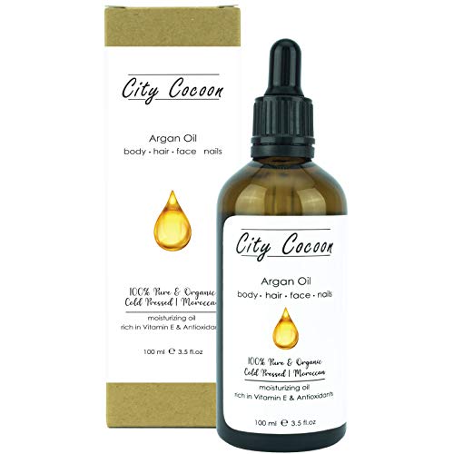 City Cocoon Aceite de Argán Marroquí - 100% Puro y Orgánico - Prensado en Frío, Virgen Extra | Antienvejecimiento, Antioxidante, Vegano | Rostro, Cuerpo, Cabello, Uñas | 100ml
