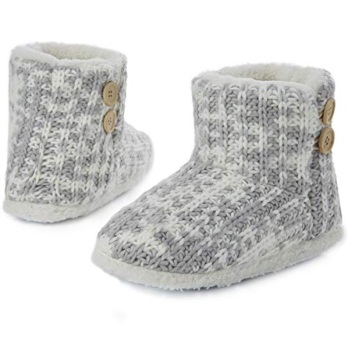 Citycomfort Pantuflas Bota Mujer | Zapatillas Casa Bota Mujer Invierno Cerradas | Botas Pantuflas Mujer | Botines De Punto para Interiores (40/41 EU, Gris Claro)