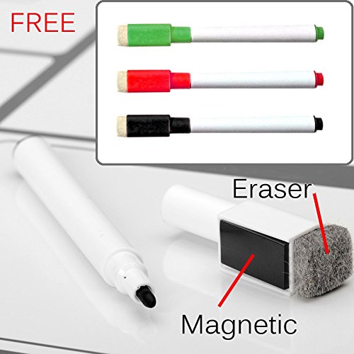 CKB Ltd Varios idiomas Pizarra magnética para nevera de color blanco y bolígrafo imán limpieza en seco memo avisos planificación diaria comida dieta alimentos entrenamiento borrado en seco semanal A3