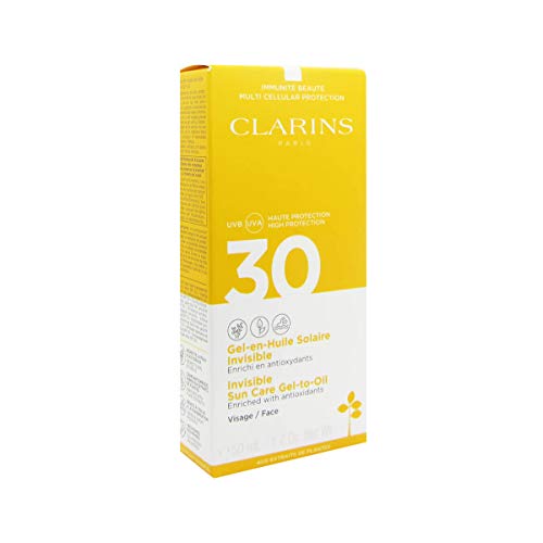 Clarins 57932 Solucion Rostro Gel Aceite Solar Invisible Alta Protecction Uvb 30 Uva, 50 ml
