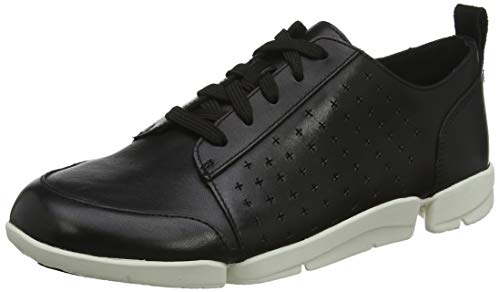 Clarks Triamelia Edge, Zapatillas para Mujer, Beige (Black Leather Black Leather), 37 EU