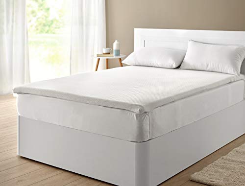 Classic Blanc - Topper/Sobrecolchón viscoelástico 5 cm, con funda lavable y tratamiento Aloe Vera, firmeza media. 90x190cm-Cama 90 (Todas las medidas)