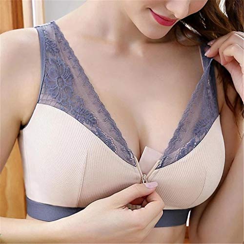 CLOOM Mujer Sujetador con Soporte de Presión Cero Ajustable Sostén，Cremallera Frontal Sin Costura Bra con el mejor pecho,Encaje Tirantes Deportivo Sujetadors