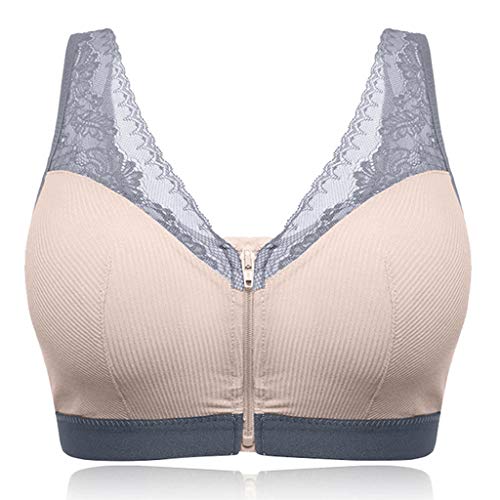 CLOOM Mujer Sujetador con Soporte de Presión Cero Ajustable Sostén，Cremallera Frontal Sin Costura Bra con el mejor pecho,Encaje Tirantes Deportivo Sujetadors