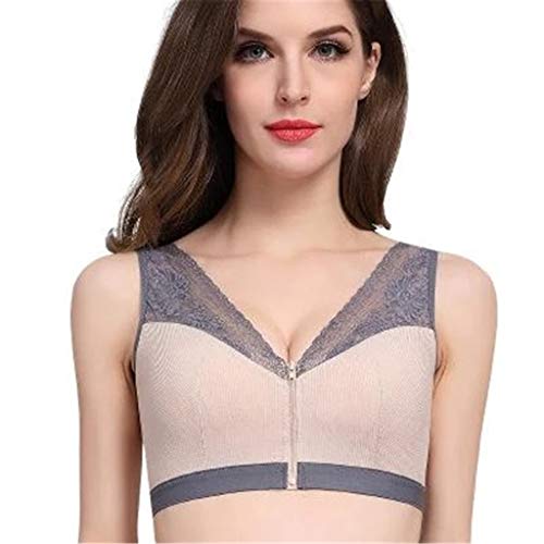 CLOOM Mujer Sujetador con Soporte de Presión Cero Ajustable Sostén，Cremallera Frontal Sin Costura Bra con el mejor pecho,Encaje Tirantes Deportivo Sujetadors