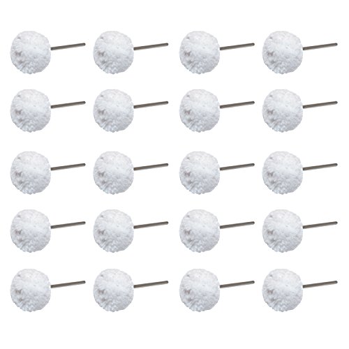 Cnmade - Paquete de 20 ruedas de pulido suaves y blancas de 2,35 mm con mango para herramientas rotativas Dremel, joyería de pulido fino, relojes, superficie de ruedas.