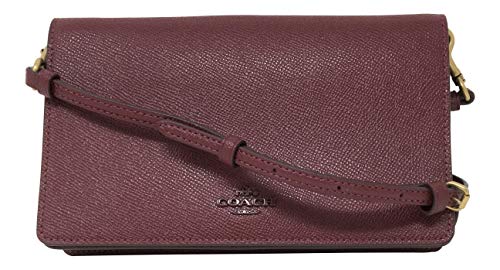Coach - Bolso plegable Hayden, correa ajustable, piel, burdeos, 20 x 12 x 4 cm